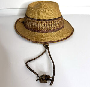 Vintage West African Handmade Artisan Elephant Grass Bolga Bucket Hat